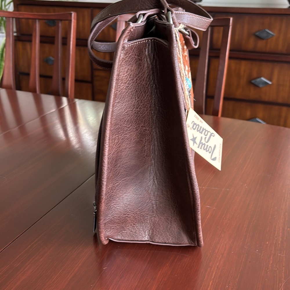 Tony Lama Conceal Carry tote,calf hair,snap:zip close,card slots,shoulder strap - Picture 6 of 15